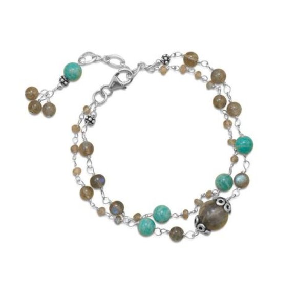 Handmade Jewelry - Baila Luna Labradorite Bracelet Silver NEW